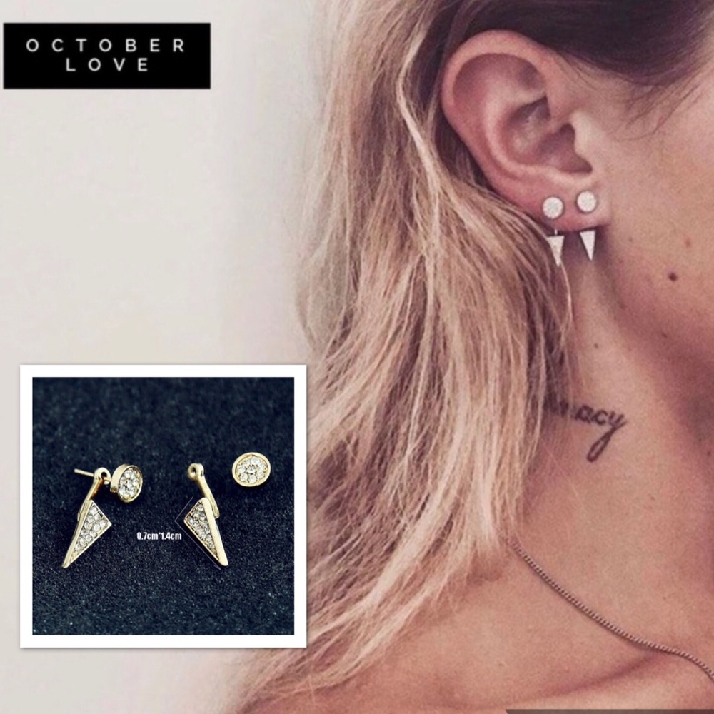 ♠️ LAST ONE ! Gold Triangle Rhinestone Earrings♠️ - Picture 2 of 5